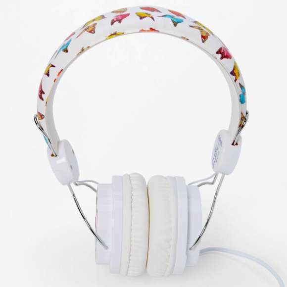 Butterfly Print White Headphones - NWT - Picture 2 of 2